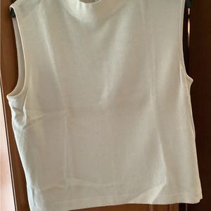 St. John Santana Knit Off White Sleeveless Top